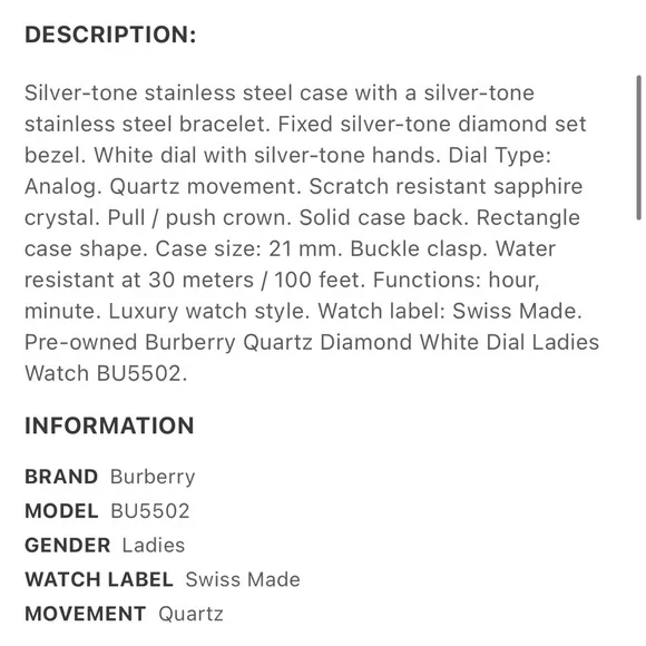 🖤BURBERRY Diamond bezel watch with red alligator straps